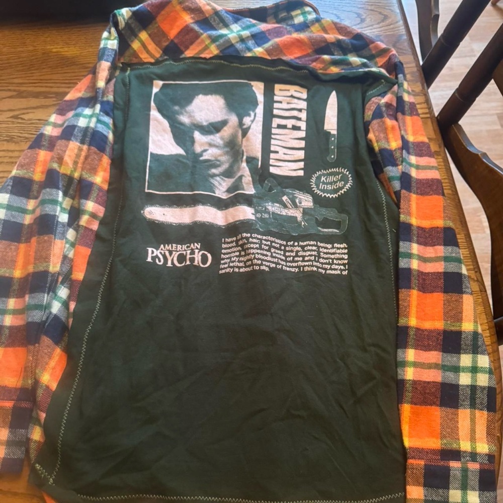 Plaid Flannel American psycho Reworked /upcycled